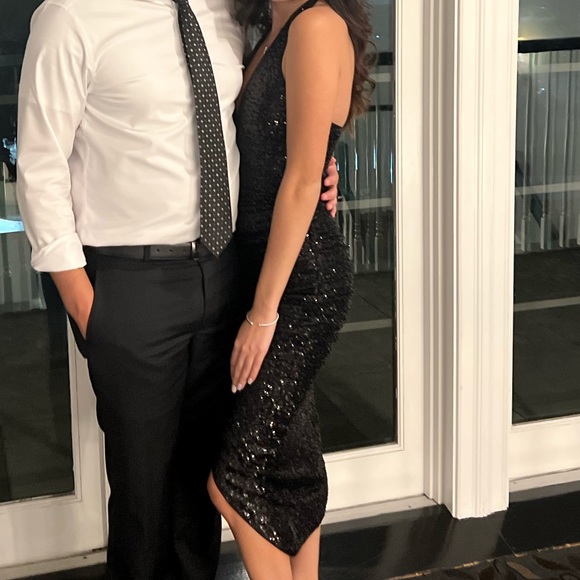 Susana Monaco x Revolve Sequin Halter Dress in Black - Picture 2 of 6